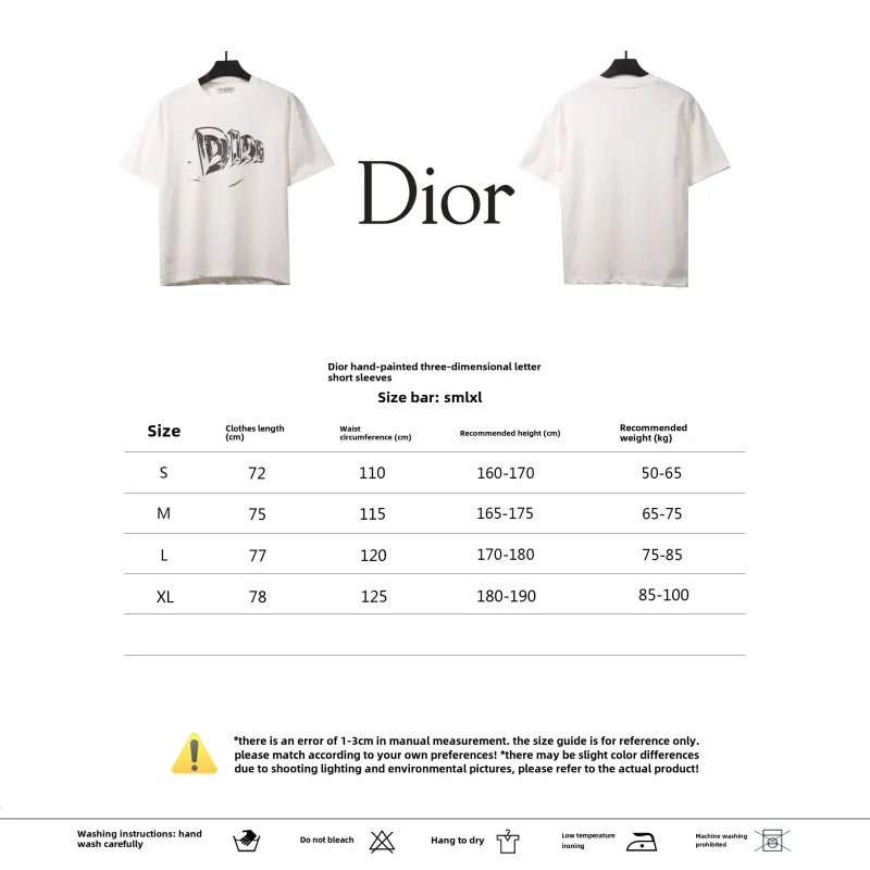 Dior hand-painted three-dimensional letter T-Shirts white