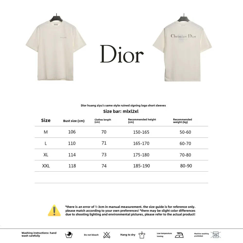 Dior Huang Zitao's same style destroyed signature logo T-Shirts 2