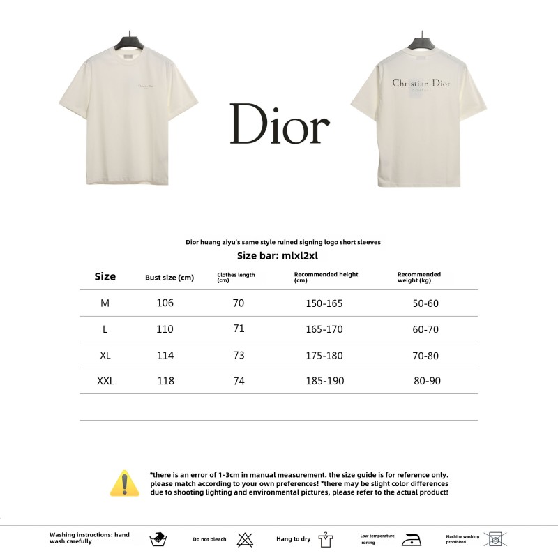 Dior Huang Zitao's same style destroyed signature logo T-Shirts 2