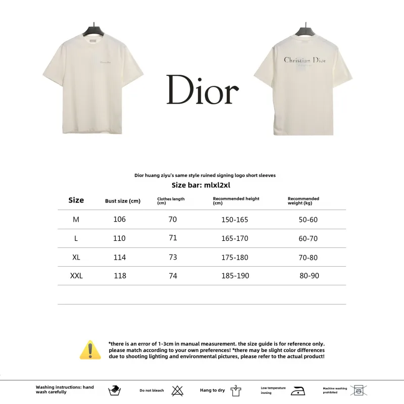 Dior Huang Zitao's same style destroyed signature logo T-Shirts 2