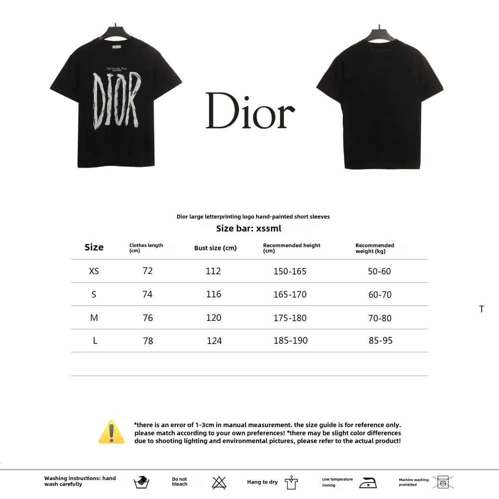 Dior large letter printed logo hand-painted T-Shirts 2