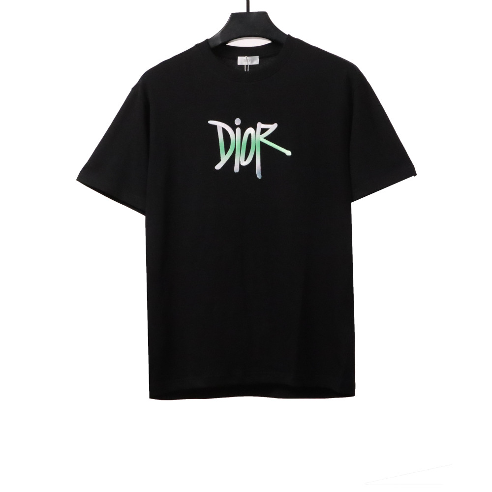 Dior letter gradient embroidery T-Shirts black