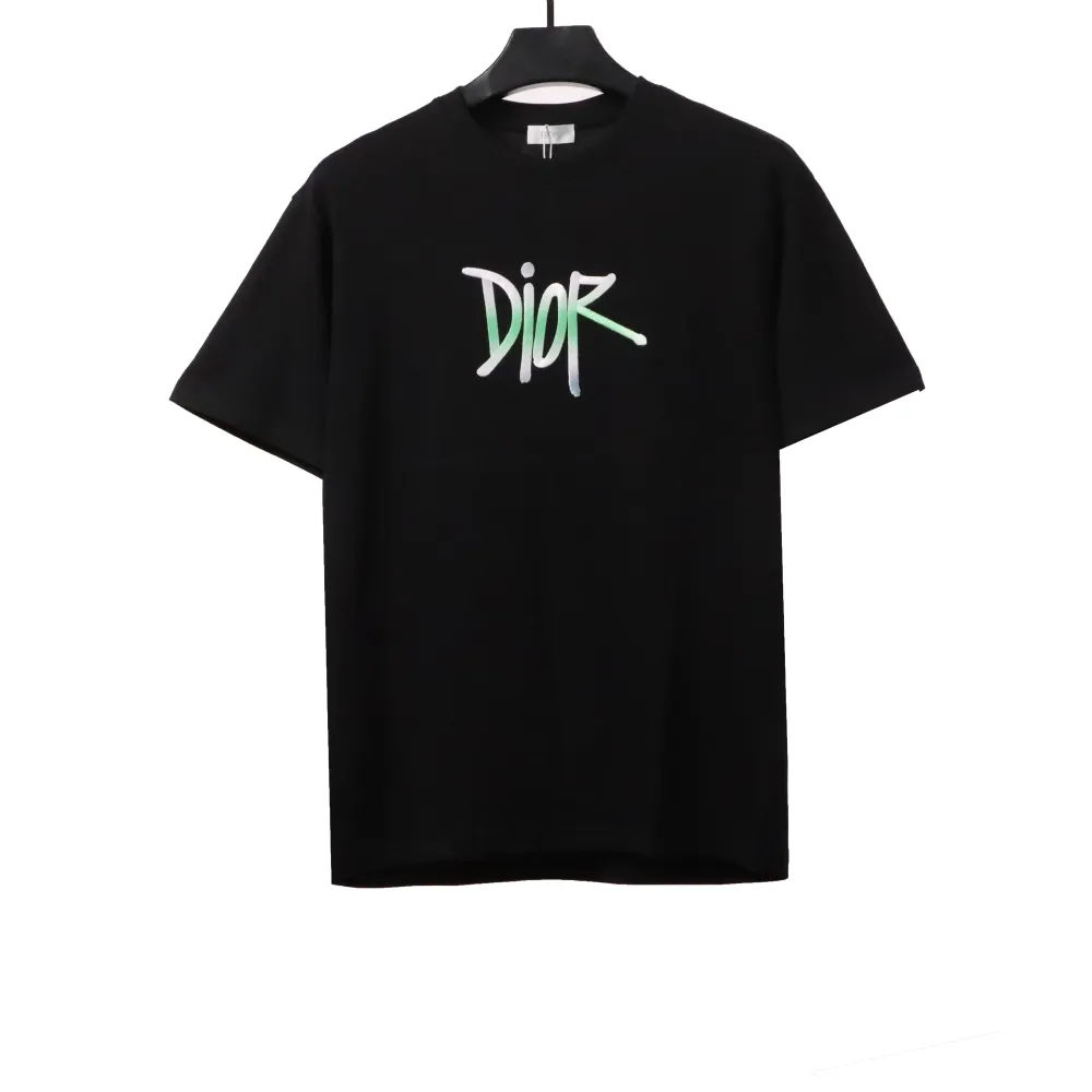 Dior letter gradient embroidery T-Shirts black