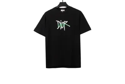 Dior letter gradient embroidery T-Shirts black 01