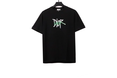 Dior letter gradient embroidery T-Shirts black 01