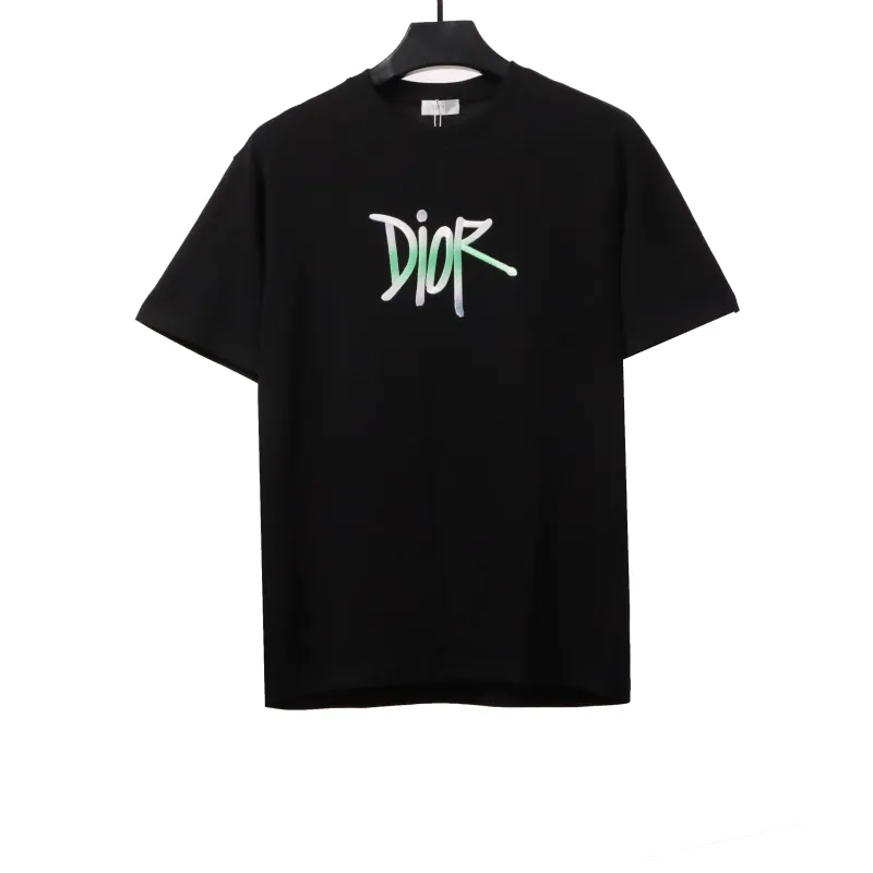 Dior letter gradient embroidery T-Shirts black