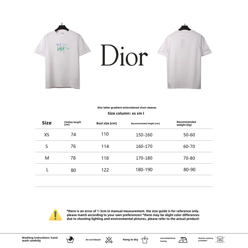 Dior letter gradient embroidery T-Shirts white