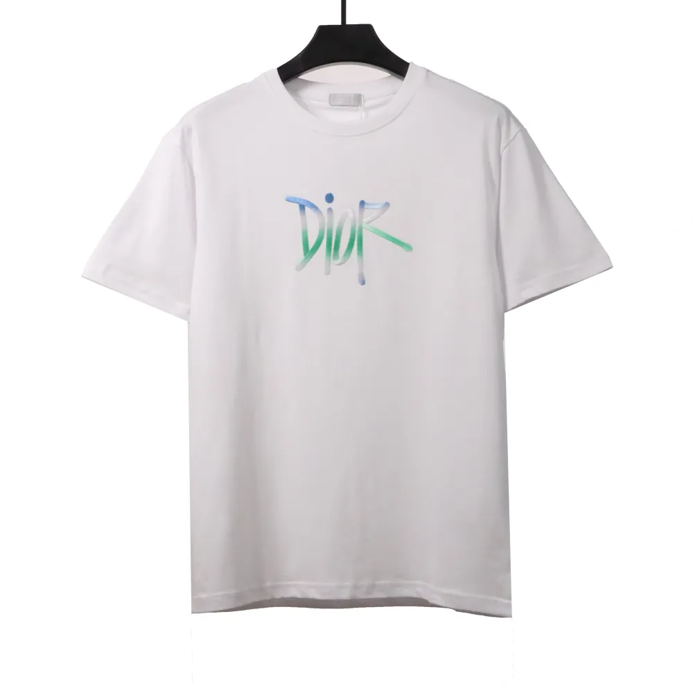 Dior letter gradient embroidery T-Shirts white