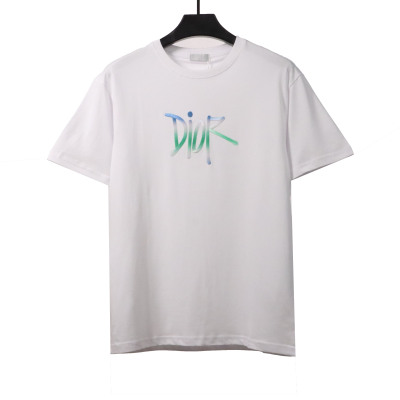  Dior letter gradient embroidery T-Shirts white 01