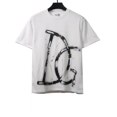 Dior letter graffiti print T-Shirts white 01