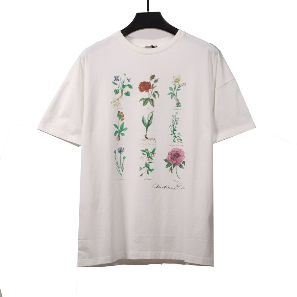 Dior plant and flower specimen print T-Shirts black