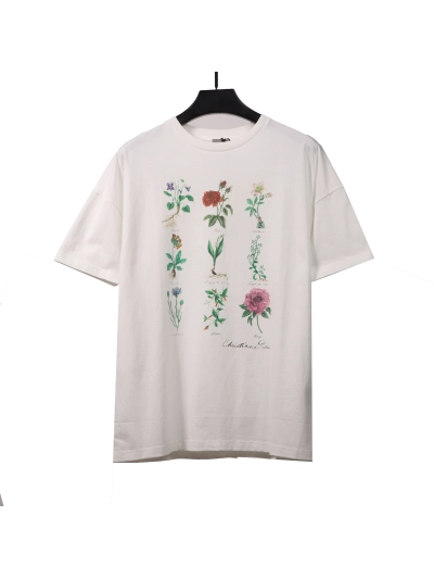 Dior plant and flower specimen print T-Shirts black 01