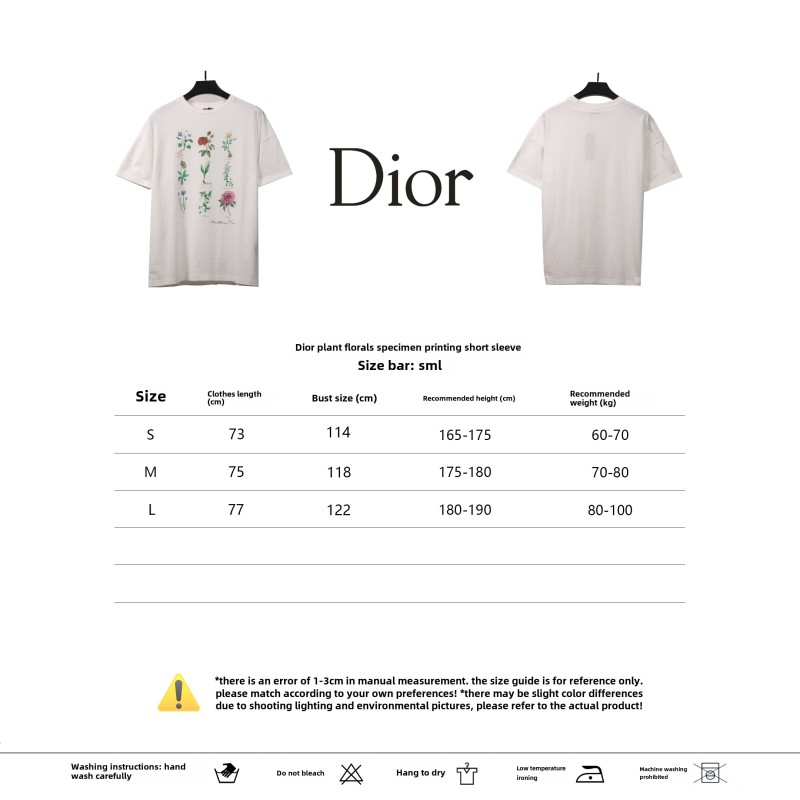 Dior plant and flower specimen print T-Shirts black