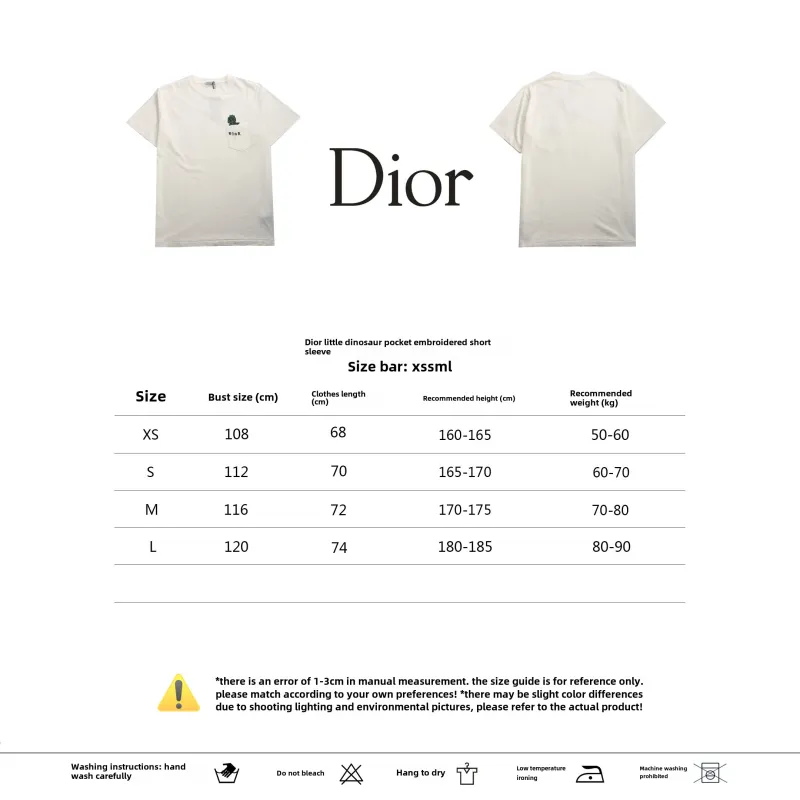 Dior small dinosaur pocket embroidered T-Shirts red