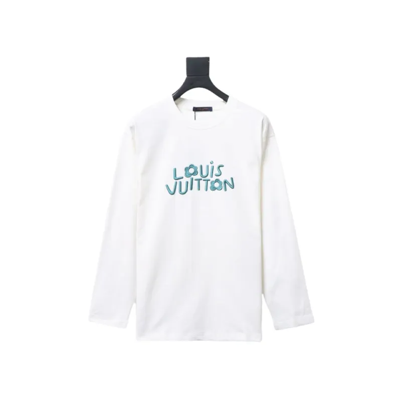 Louis Vuitton24ss heavy beaded letter embroidered T-Shirts
