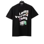  Louis Vuitton 1854 art letter star flower print T-Shirts black