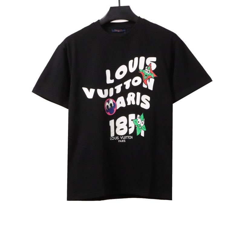 Louis Vuitton 1854 art letter star flower print T-Shirts black