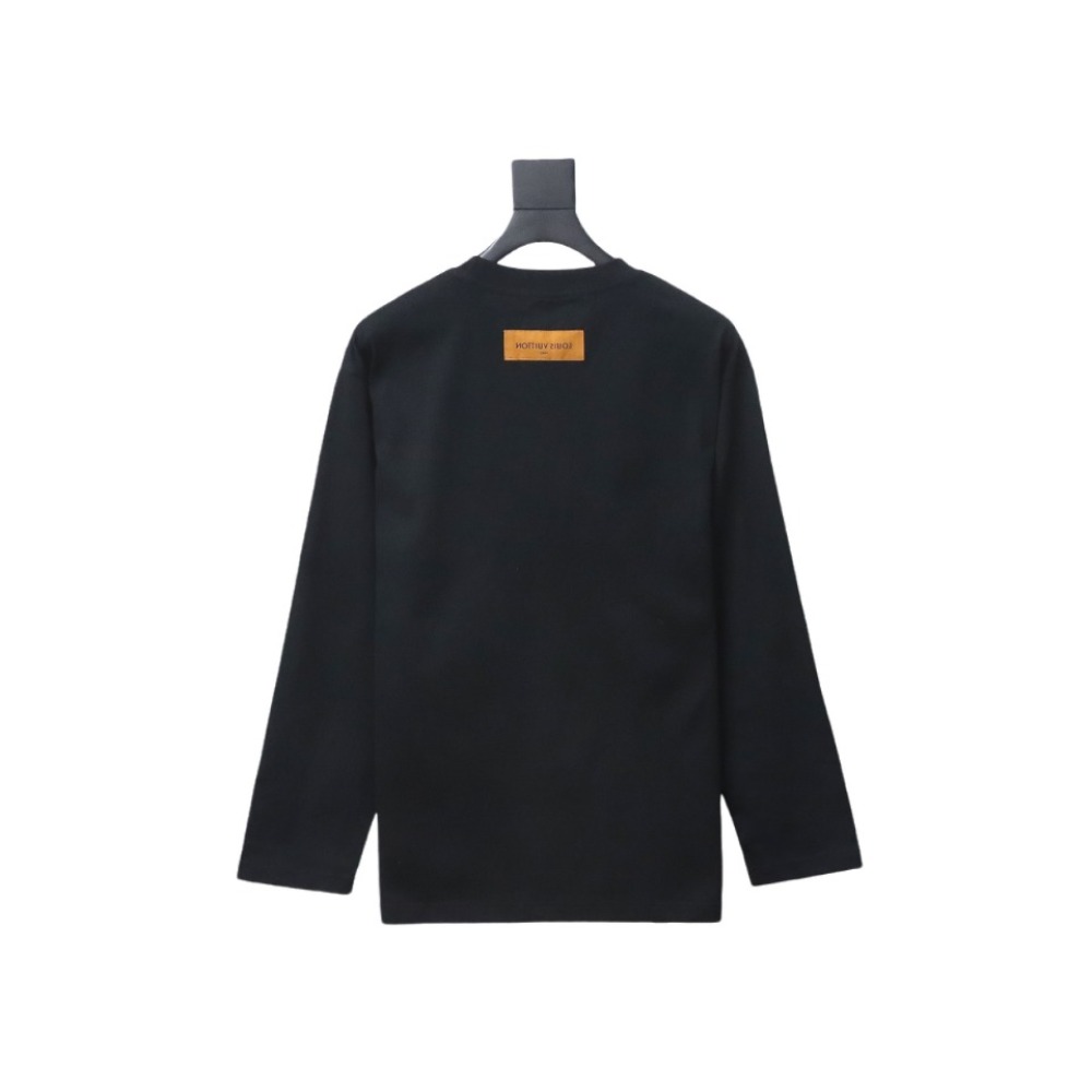 PK Louis Vuitton 24Fw small blue flower logo embroidered letter long sleeve T-shirt 2