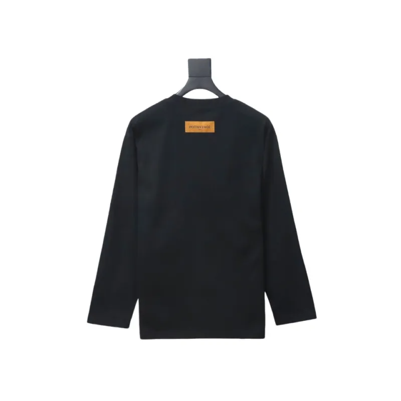PK Louis Vuitton 24Fw small blue flower logo embroidered letter long sleeve T-shirt 2