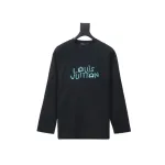 PK Louis Vuitton 24Fw small blue flower logo embroidered letter long sleeve T-shirt 2