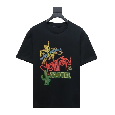  Louis Vuitton 24ss western cowboy hot diamond graffiti print T-Shirts 01