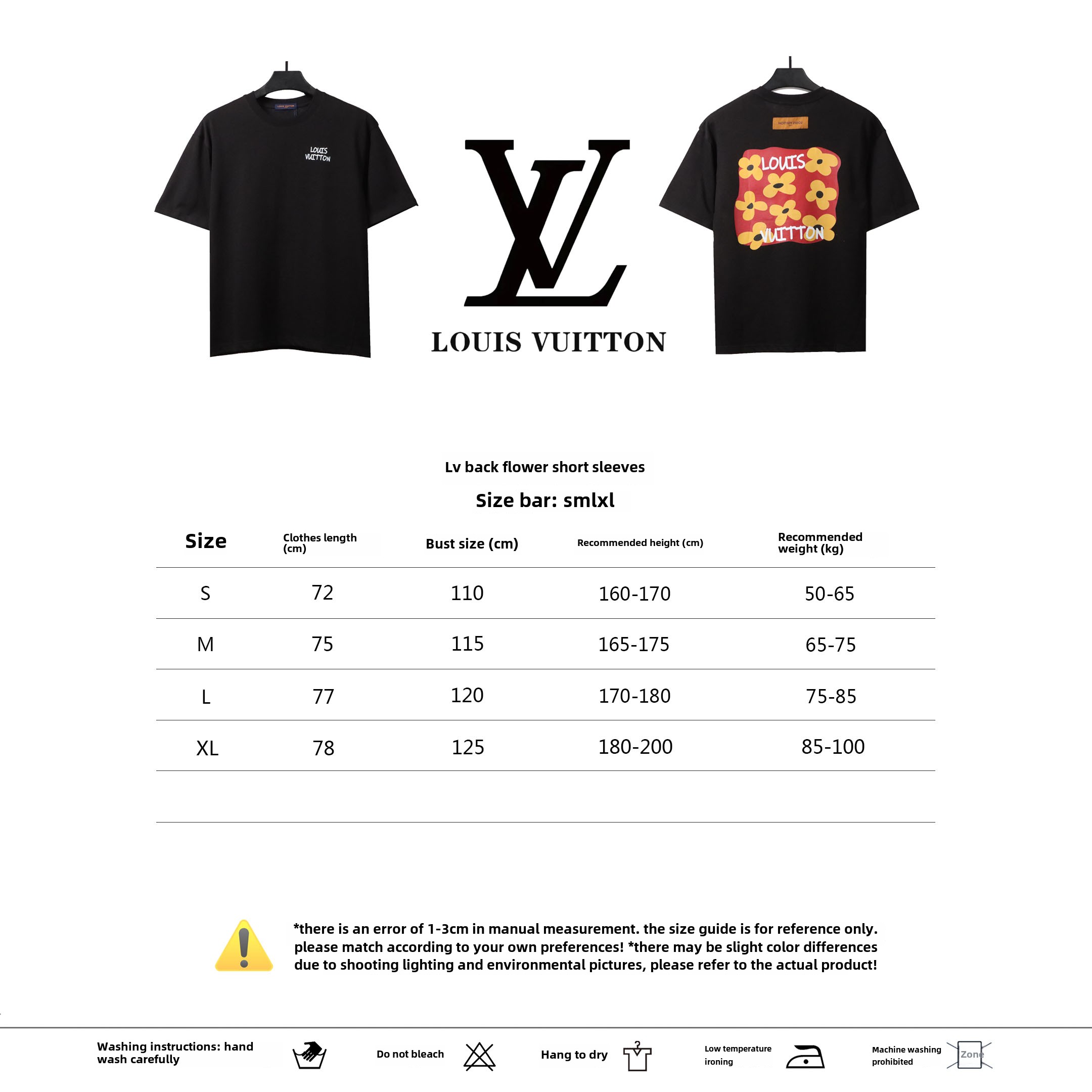 Louis Vuitton back flower print T-Shirts black