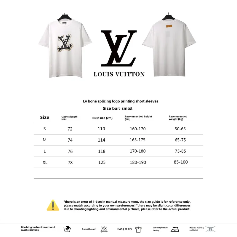  Louis Vuitton bone patchwork logo print T-Shirts white