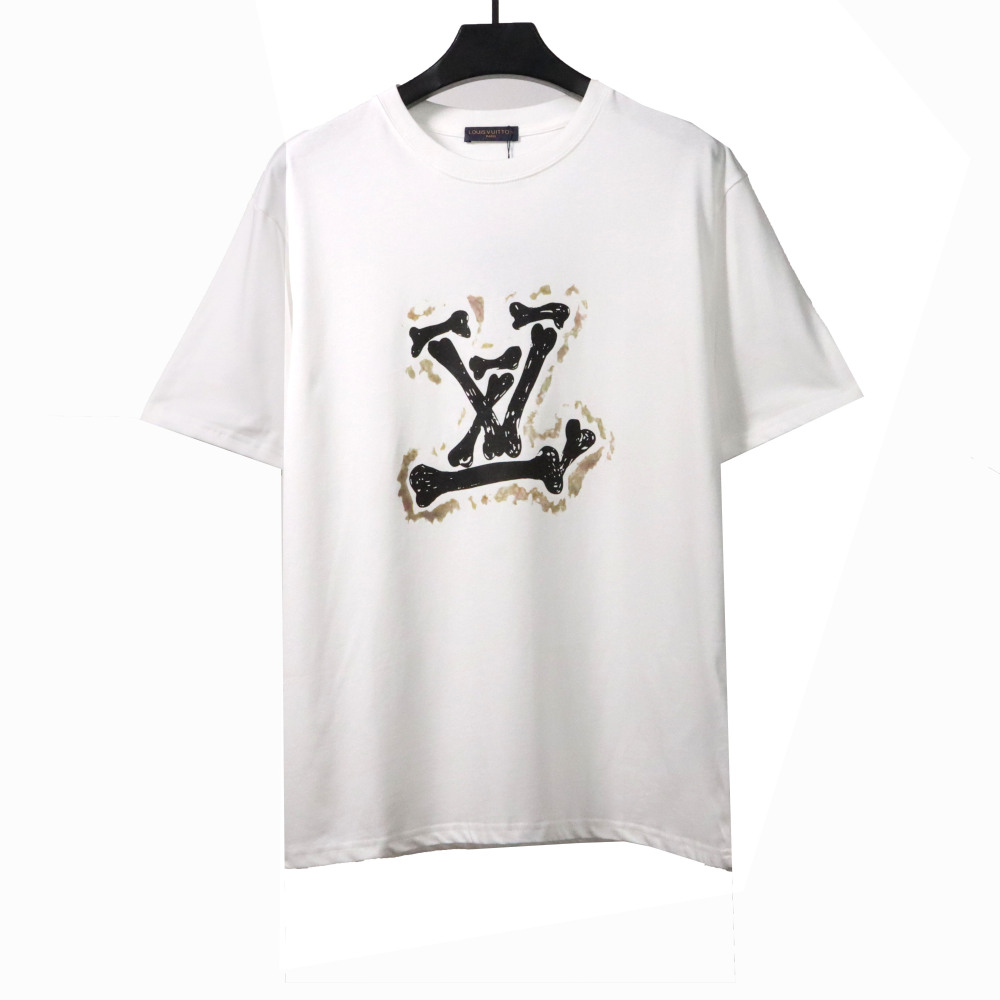  Louis Vuitton bone patchwork logo print T-Shirts white