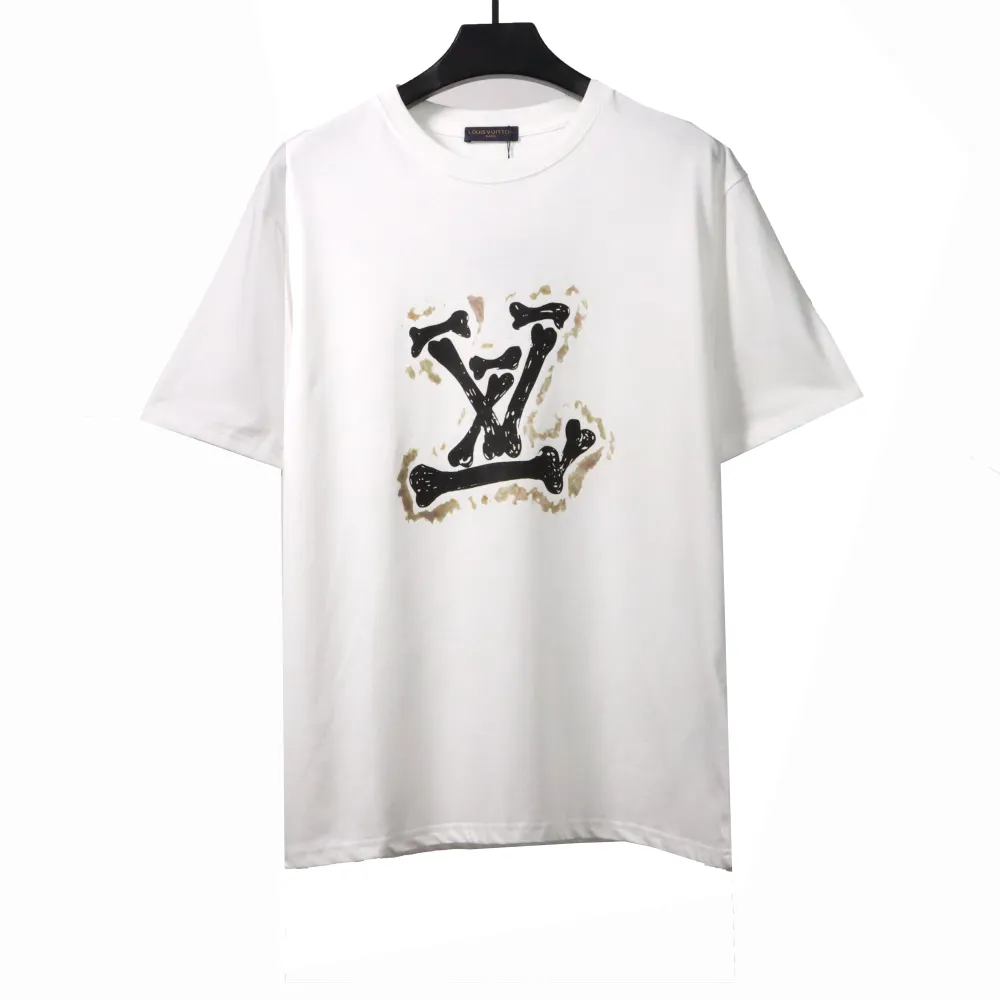  Louis Vuitton bone patchwork logo print T-Shirts white