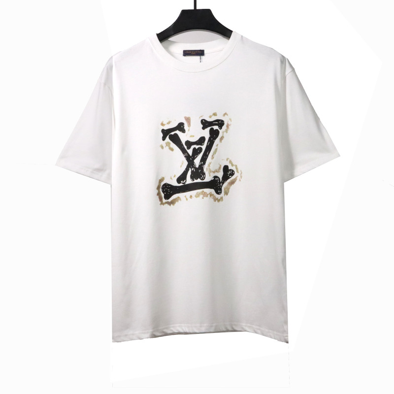 Louis Vuitton bone patchwork logo print T-Shirts white