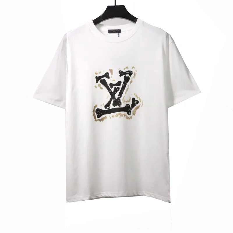  Louis Vuitton bone patchwork logo print T-Shirts white