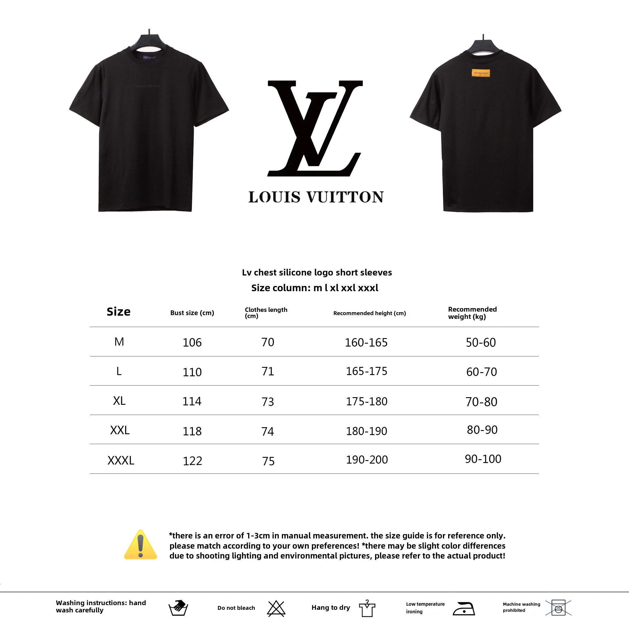 Louis Vuitton chest silicone LOGO T-Shirts
