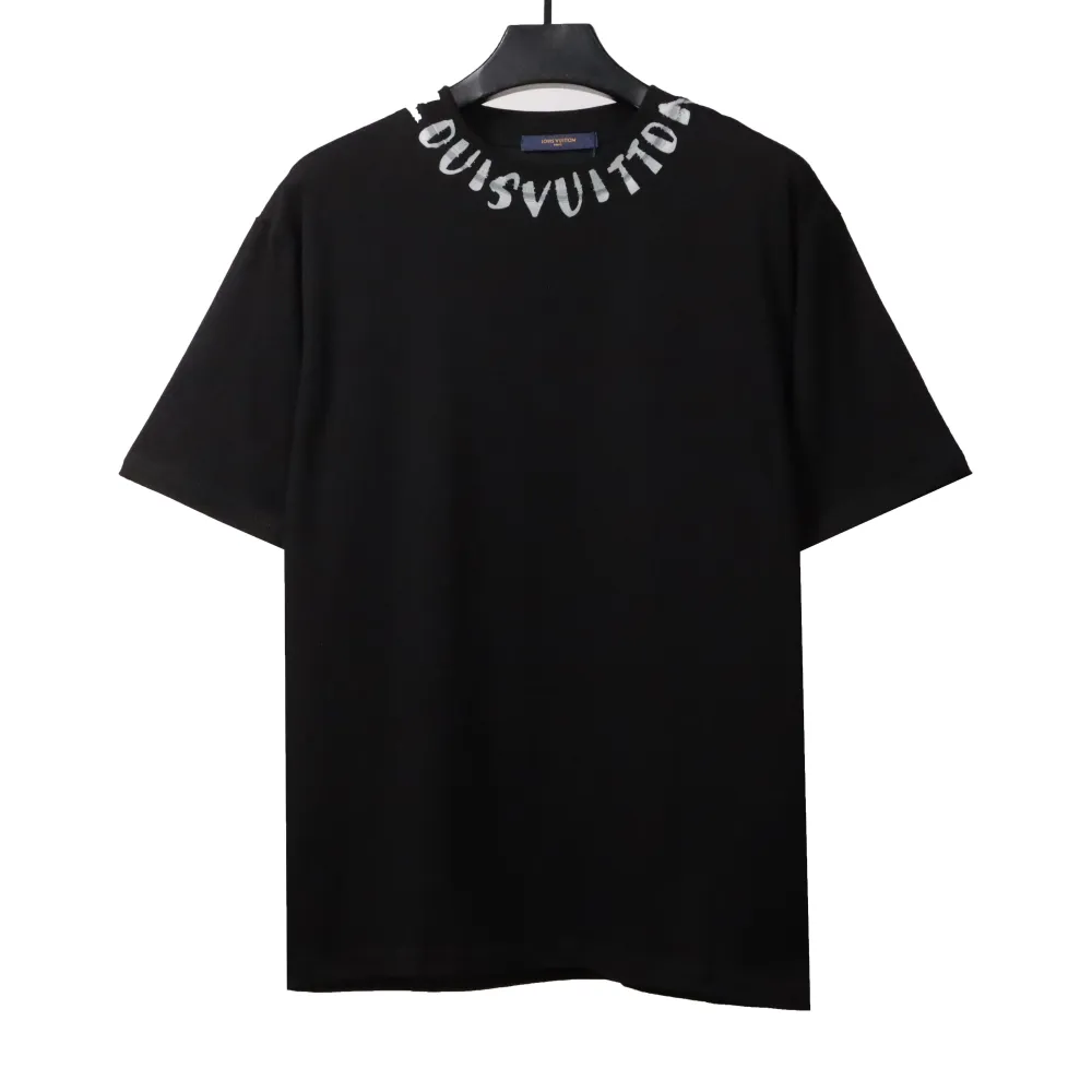Louis Vuitton collar letter print round neck T-Shirts black