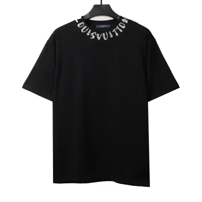Louis Vuitton collar letter print round neck T-Shirts black 01