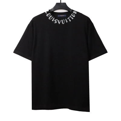 Louis Vuitton collar letter print round neck T-Shirts black 01