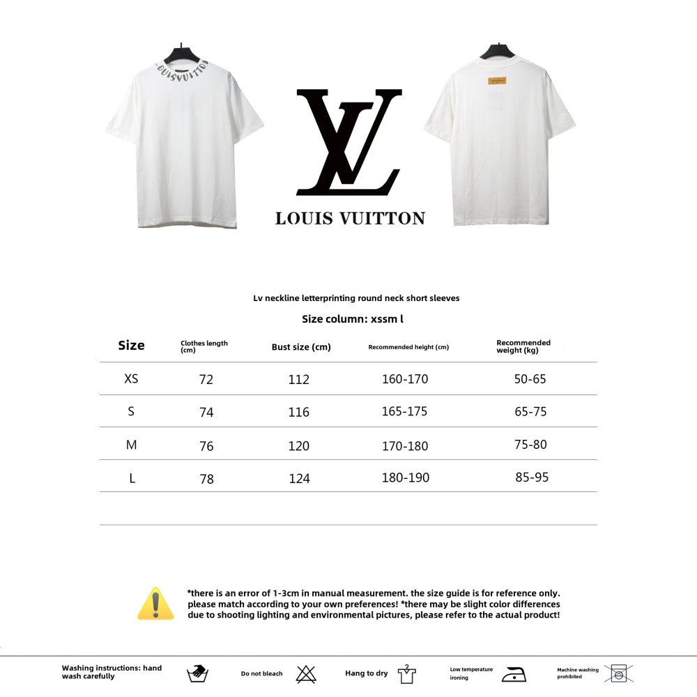  Louis Vuitton collar letter print round neck T-Shirts white