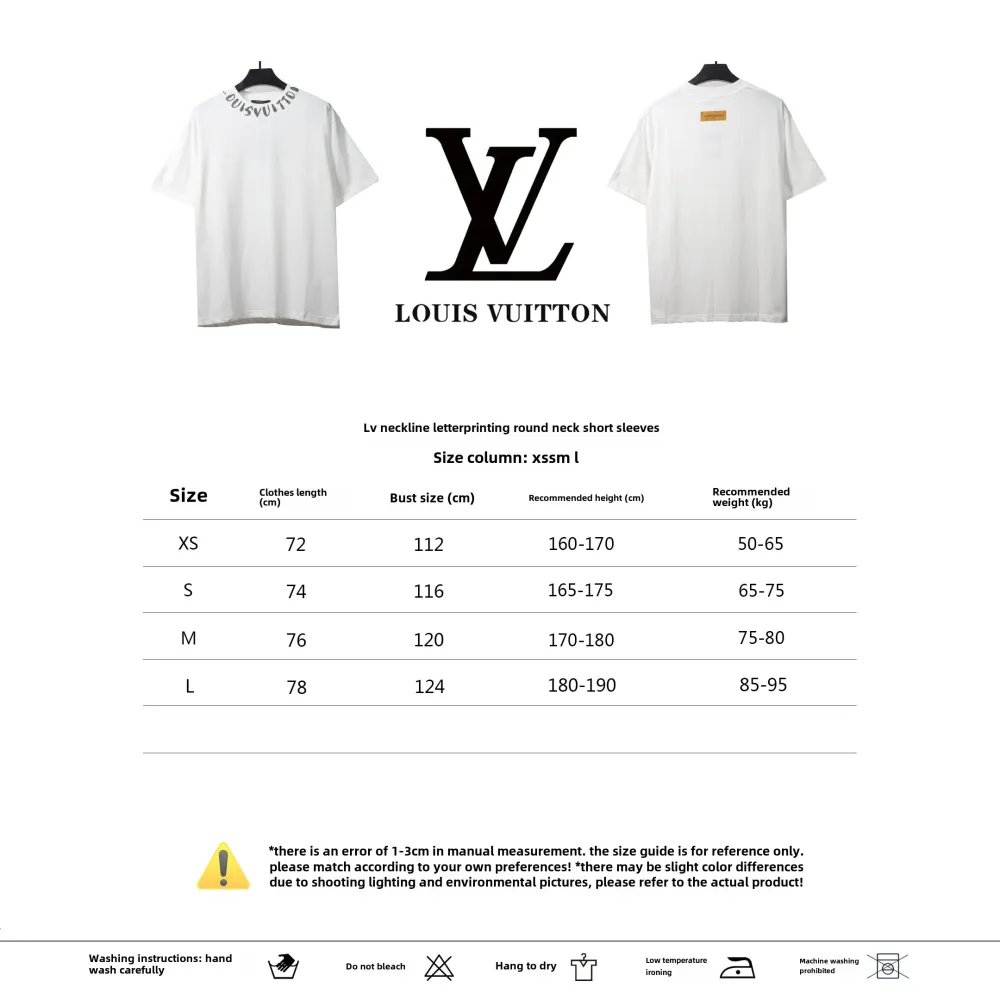  Louis Vuitton collar letter print round neck T-Shirts white