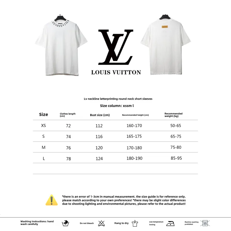  Louis Vuitton collar letter print round neck T-Shirts white