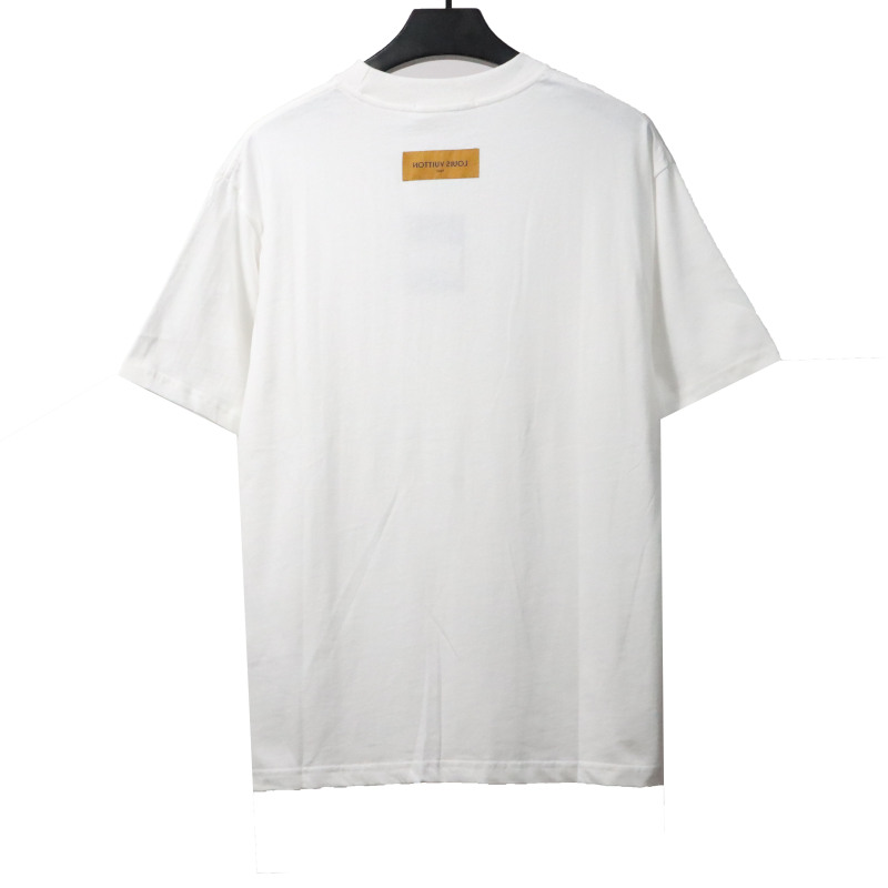 Louis Vuitton collar letter print round neck T-Shirts white