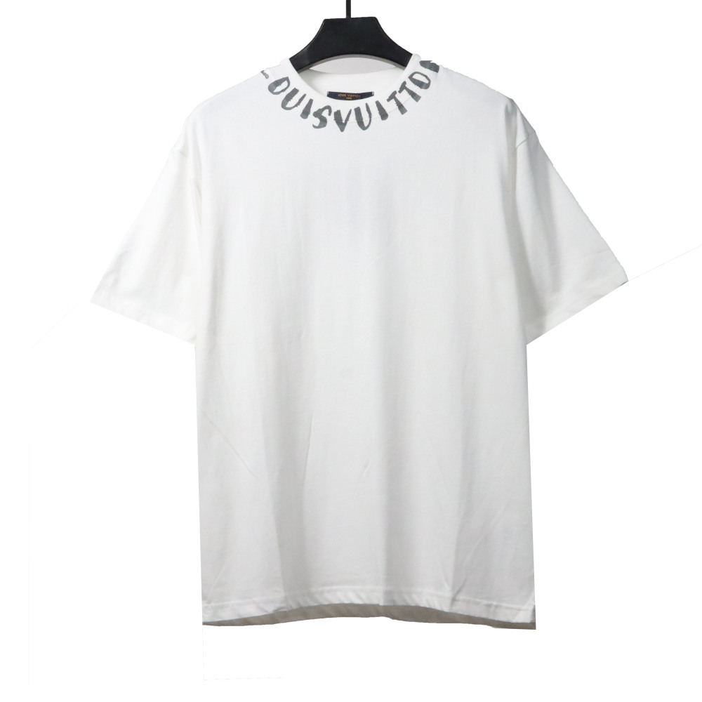  Louis Vuitton collar letter print round neck T-Shirts white