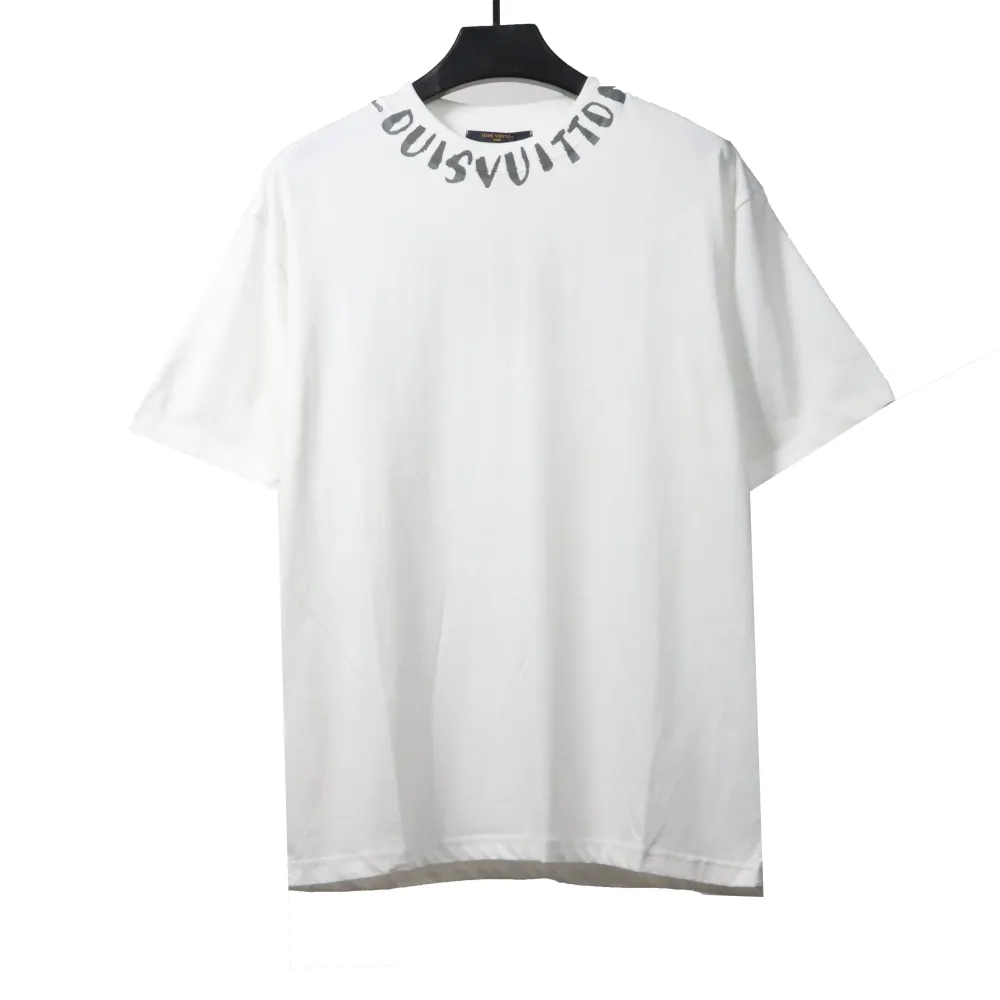 Louis Vuitton collar letter print round neck T-Shirts white