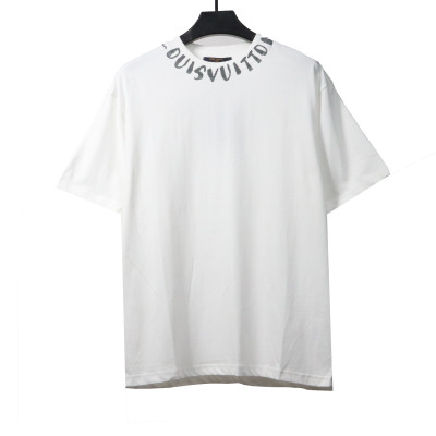  Louis Vuitton collar letter print round neck T-Shirts white 01