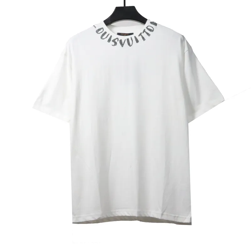  Louis Vuitton collar letter print round neck T-Shirts white