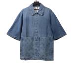  Louis Vuitton embossed denim T-Shirts blue