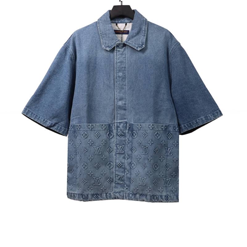  Louis Vuitton embossed denim T-Shirts blue