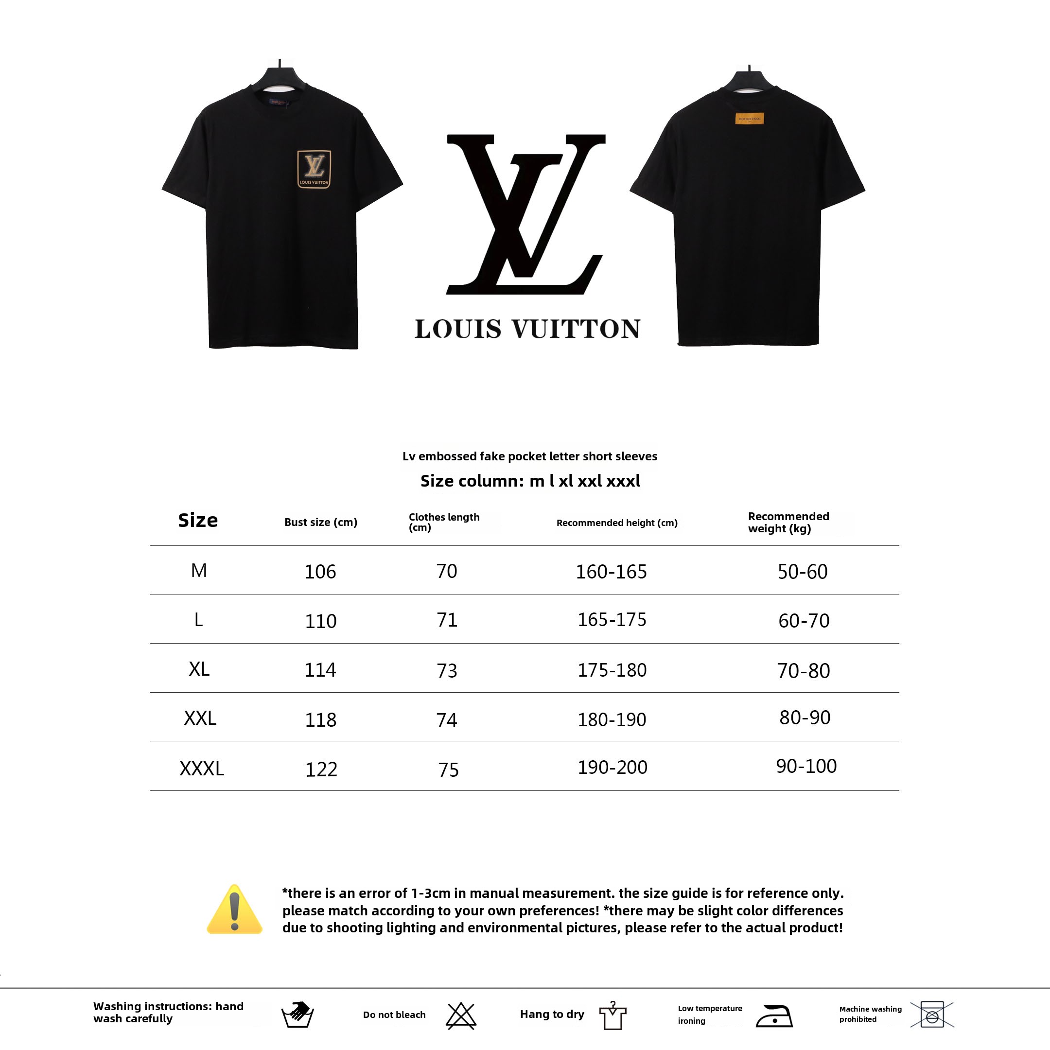 Louis Vuitton embossed fake pocket letter T-Shirts black