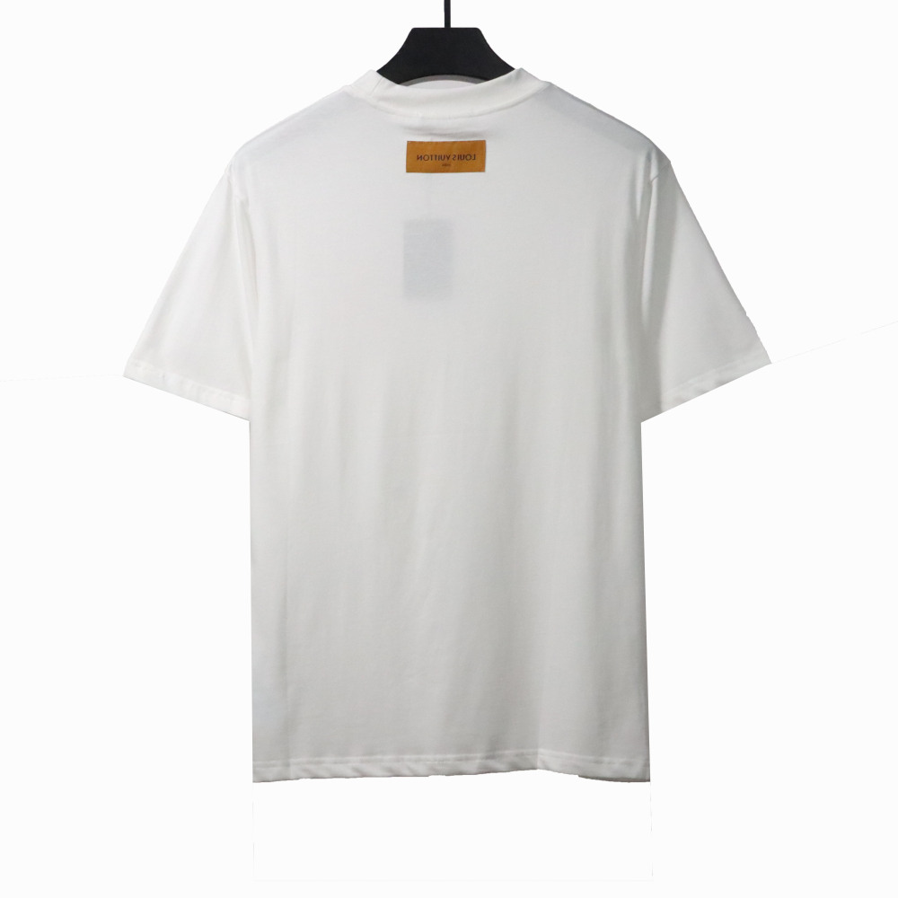  Louis Vuitton embossed fake pocket letter T-Shirts white