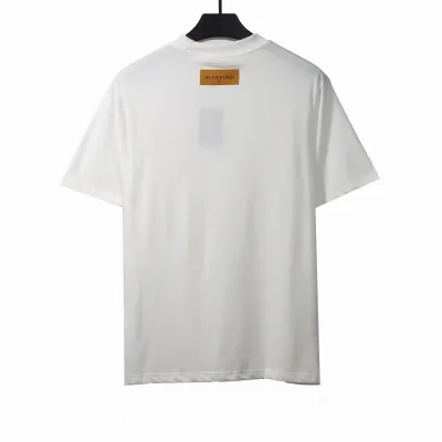  Louis Vuitton embossed fake pocket letter T-Shirts white 02