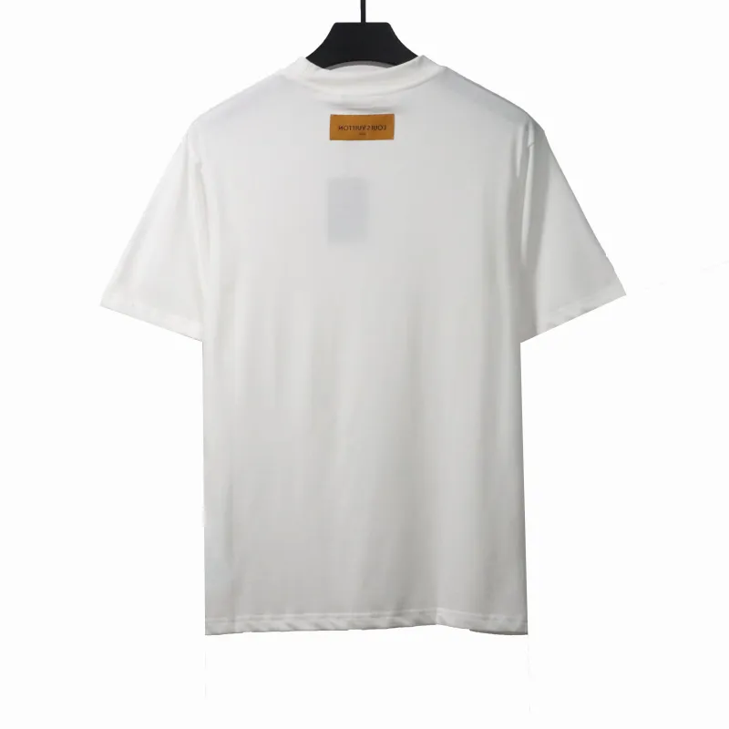  Louis Vuitton embossed fake pocket letter T-Shirts white