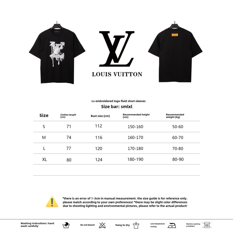  Louis Vuitton embroidered LOGO fluid T-Shirts